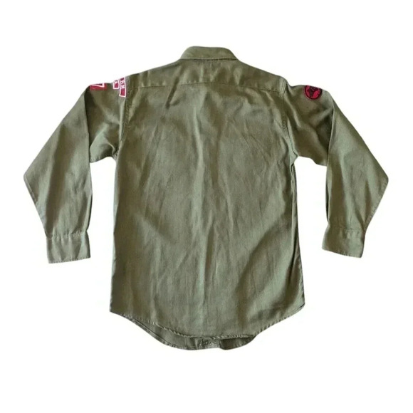 Vintage Boy Scouts of America Green Button Down Shirt Size 14 Sanforized Alabama - Picture 2 of 11